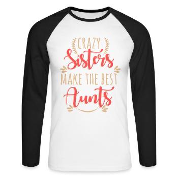 Crazy Sisters fait les meilleures tantes - T-shirt baseball manches longues Homme - blanc/noir - Devant - Nik (191cm)