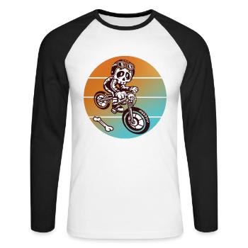 Skull skull bike - Unisex Long Sleeve Baseball T-Shirt - white/black - Front - Nik (191cm)