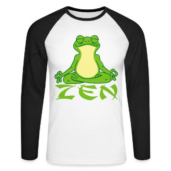 Grenouille et yoga - T-shirt baseball manches longues Homme - blanc/noir - Devant - Nik (191cm)