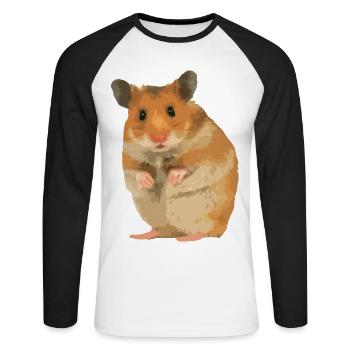 Hamster - T-shirt baseball manches longues Homme - blanc/noir - Devant - Nik (191cm)
