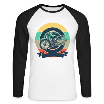 Motorrad - Unisex Baseballshirt langarm - Weiß/Schwarz - Vorne - Nik (191cm)
