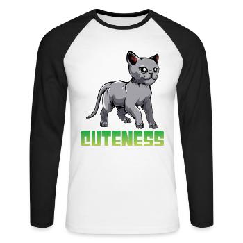 Katzen Überdosis Niedlichkeit - Unisex Baseballshirt langarm - Weiß/Schwarz - Vorne - Nik (191cm)