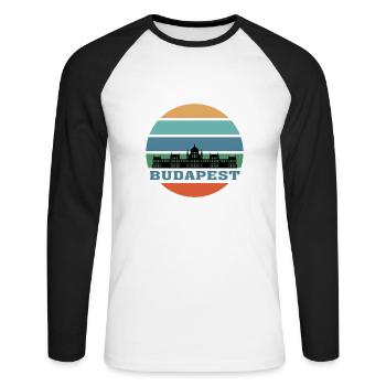 Budapest City Skyline Hongrie Landmark - T-shirt baseball manches longues Homme - blanc/noir - Devant - Nik (191cm)