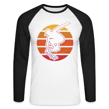 Skateboarder - Unisex Long Sleeve Baseball T-Shirt - white/black - Front - Nik (191cm)