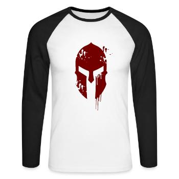 300 Spartaner Helm - Unisex Baseballshirt langarm - Weiß/Schwarz - Vorne - Nik (191cm)