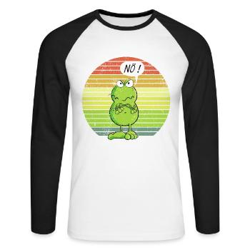 Nö Frosch - Nein - Nö - Einfach Nö - Unisex Baseballshirt langarm - Weiß/Schwarz - Vorne - Nik (191cm)
