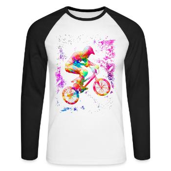 BMX pour les enfants | | de vélo BMX Vêtements Enfants - T-shirt baseball manches longues Homme - blanc/noir - Devant - Nik (191cm)