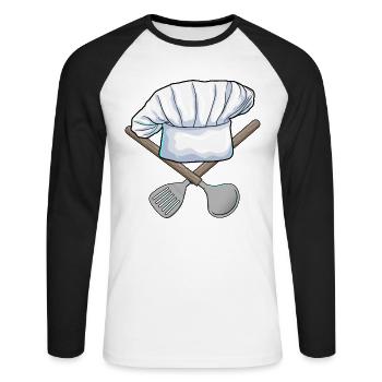 Chef's Hat Cooking Kitchen - Unisex Long Sleeve Baseball T-Shirt - white/black - Front - Nik (191cm)