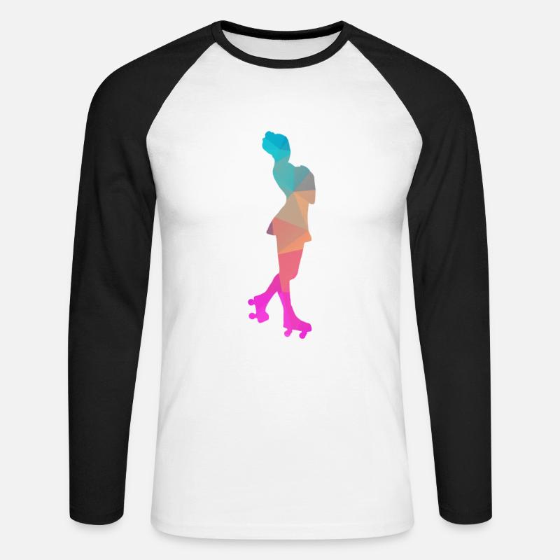 Abstrakter Eis- und Rollschuh-Design - Unisex Baseballshirt langarm - Weiß/Schwarz