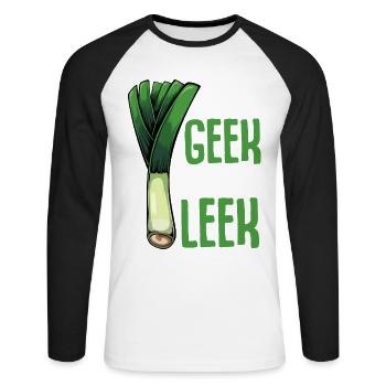LeekGeek: I like leeks - Unisex Long Sleeve Baseball T-Shirt - white/black - Front - Nik (191cm)