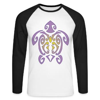 Schildkröte von Polynesien - Unisex Baseballshirt langarm - Weiß/Schwarz - Vorne - Nik (191cm)