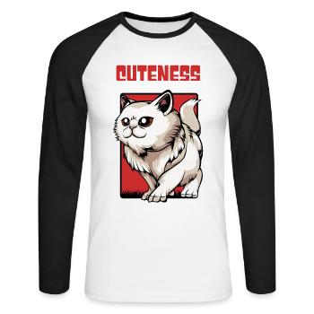 Adorabilité des chats Abondance - T-shirt baseball manches longues Homme - blanc/noir - Devant - Nik (191cm)