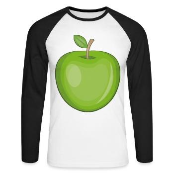 Funny sticker of an apple - Unisex Long Sleeve Baseball T-Shirt - white/black - Front - Nik (191cm)