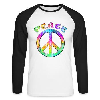 Flower Power Peace Sign Hippie Peace Symbol - Unisex Long Sleeve Baseball T-Shirt - white/black - Front - Nik (191cm)