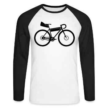 Vélo de gravel Bikepacking - T-shirt baseball manches longues Homme - blanc/noir - Devant - Nik (191cm)