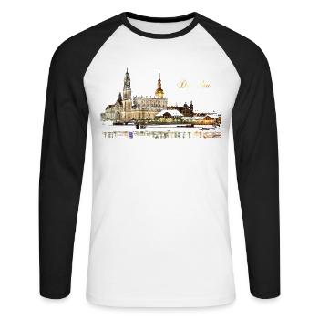 Dresden - Unisex Baseballshirt langarm - Weiß/Schwarz - Vorne - Nik (191cm)