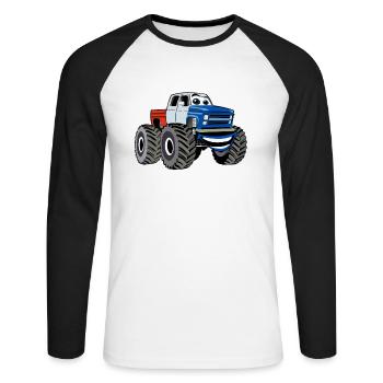Camion monstre - T-shirt baseball manches longues Homme - blanc/noir - Devant - Nik (191cm)