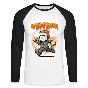 Je ne peux pas penser que c'est Halloween - T-shirt baseball manches longues Homme - blanc/noir - Devant - Nik (191cm)