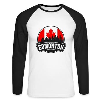 Edmonton Canada Skyline Travel Souvenir Canadian F - Unisex Long Sleeve Baseball T-Shirt - white/black - Front - Nik (191cm)