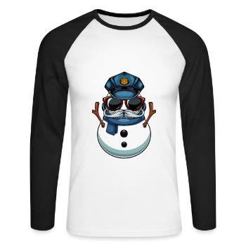 Captain Frost Snowman Police Christmas - Unisex Long Sleeve Baseball T-Shirt - white/black - Front - Nik (191cm)