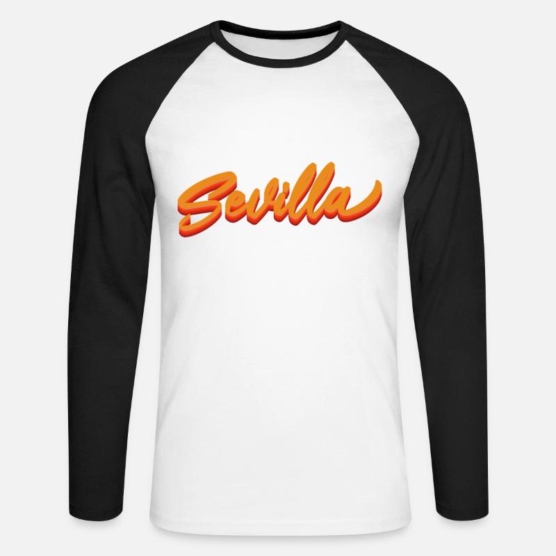 Sevilla Gradient Script Logo - Unisex Baseballshirt langarm - Weiß/Schwarz