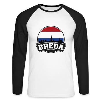 Breda Pays-Bas Skyline Voyage Souvenir Néerlandais Fl - T-shirt baseball manches longues Homme - blanc/noir - Devant - Nik (191cm)