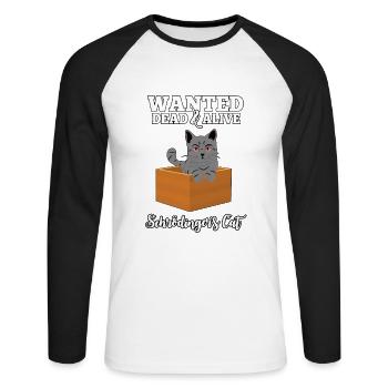 Wanted : Schrödinger’s Cat - Dead &Alive Geschenk - T-shirt baseball manches longues Homme - blanc/noir - Devant - Nik (191cm)