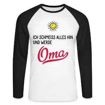 oma - Unisex Baseballshirt langarm - Weiß/Schwarz - Vorne - Nik (191cm)