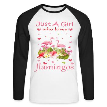 Just a girl who loves flamingos - Unisex Long Sleeve Baseball T-Shirt - white/black - Front - Nik (191cm)