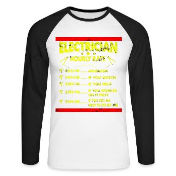 Electrician electronics technician gift idea - Unisex Long Sleeve Baseball T-Shirt - white/black - Front - Nik (191cm)