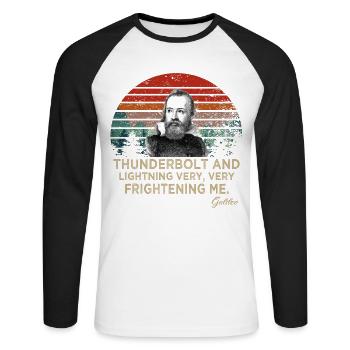 Coup de foudre et éclair Galileo Astronomie - T-shirt baseball manches longues Homme - blanc/noir - Devant - Nik (191cm)