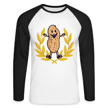 Lorbeerkranz Baby Erdnuss Geburt Geburtstag Kinder - Unisex Baseballshirt langarm - Weiß/Schwarz - Vorne - Nik (191cm)