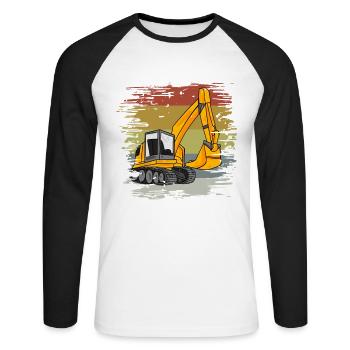 Excavator Construction Site Retro - Unisex Long Sleeve Baseball T-Shirt - white/black - Front - Nik (191cm)