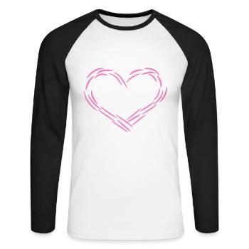 Herz Rosa - Unisex Baseballshirt langarm - Weiß/Schwarz - Vorne - Nik (191cm)