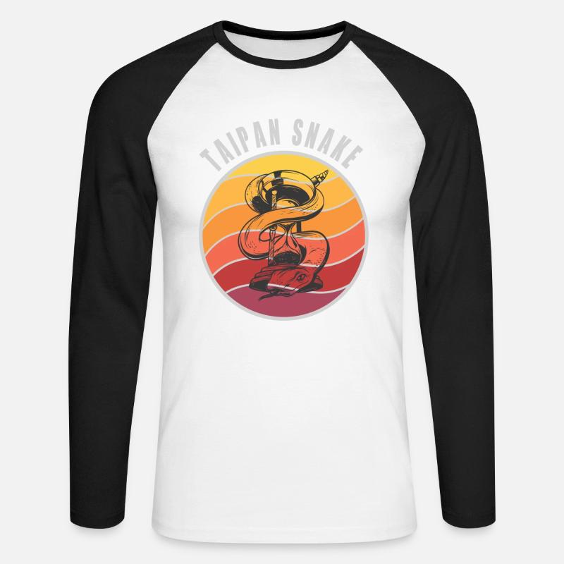 Taipan Schlangen Design / Geschenkidee - Unisex Baseballshirt langarm - Weiß/Schwarz
