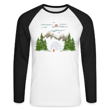 Camping Camping Mountain Motif Gift Idea - Unisex Long Sleeve Baseball T-Shirt - white/black - Front - Nik (191cm)