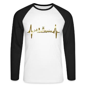 Bochum Battement de Coeur Bochumer Skyline Natale Ruhrpott - T-shirt baseball manches longues Homme - blanc/noir - Devant - Nik (191cm)