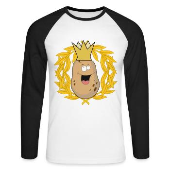 King potato tubers vegetables laurel wreath - Unisex Long Sleeve Baseball T-Shirt - white/black - Front - Nik (191cm)