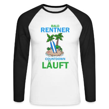 Bald Rentner - Unisex Baseballshirt langarm - Weiß/Schwarz - Vorne - Nik (191cm)