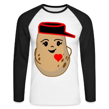 Cordiale pomme de terre Légumes Fantaisie - T-shirt baseball manches longues Homme - blanc/noir - Devant - Nik (191cm)