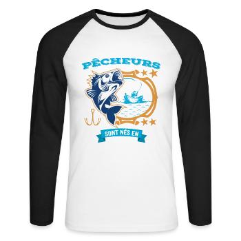 Anniversaire Pour Meilleur Pêcheur né en Juillet - T-shirt baseball manches longues Homme - blanc/noir - Devant - Nik (191cm)