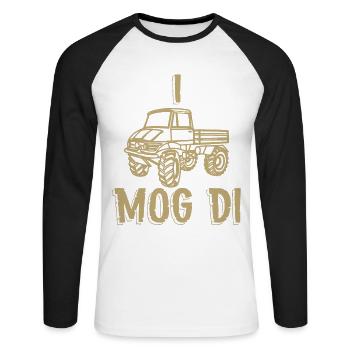 Unimog Fahrzeug SUV Laster ATV - Unisex Baseballshirt langarm - Weiß/Schwarz - Vorne - Nik (191cm)
