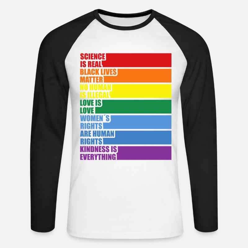 Science Is Real Black Lives Matter LGBTQ CSD Pride - Unisex Baseballshirt langarm - Weiß/Schwarz