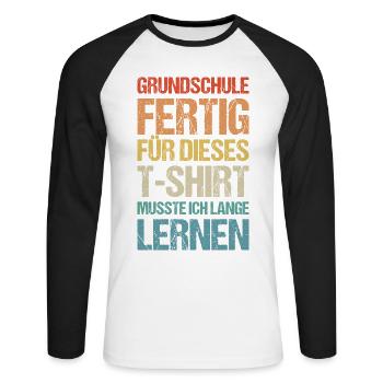 Einschulung 5.Klasse Grundschule Realschule Gymn - Unisex Baseballshirt langarm - Weiß/Schwarz - Vorne - Nik (191cm)