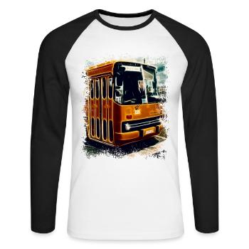 Vintage Ikarus Bus - T-shirt baseball manches longues Homme - blanc/noir - Devant - Nik (191cm)