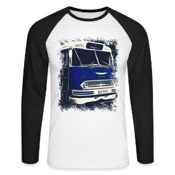 Autobus Ikarus 55 - T-shirt baseball manches longues Homme - blanc/noir - Devant - Nik (191cm)