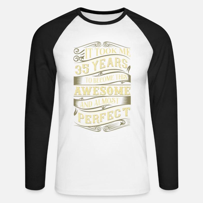 35. Geburtstag - Unisex Baseballshirt langarm - Weiß/Schwarz