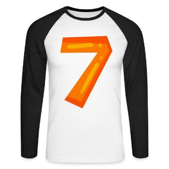 7 - Unisex Baseballshirt langarm - Weiß/Schwarz - Vorne - Nik (191cm)