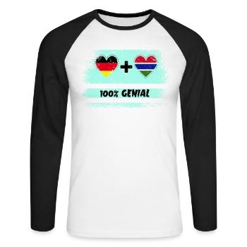 Germany and Gambia 100% Ingenious / Gift - Unisex Long Sleeve Baseball T-Shirt - white/black - Front - Nik (191cm)