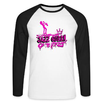 Jazz Queen Graffiti Design - Unisex Long Sleeve Baseball T-Shirt - white/black - Front - Nik (191cm)